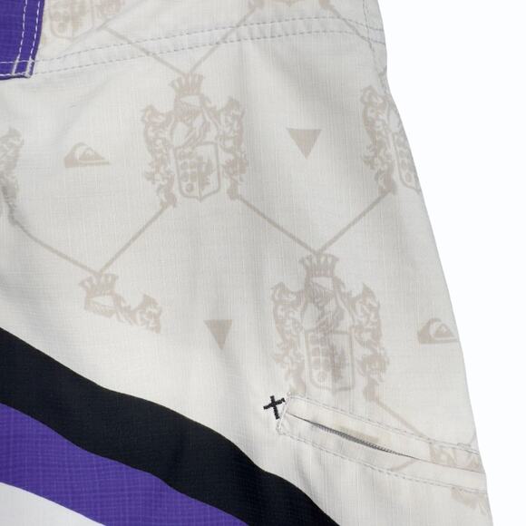 Quiksilver Pro Series Freddy P Collab Board Shorts Mens 34‎ Embroidered Ripstop - Picture 4 of 14